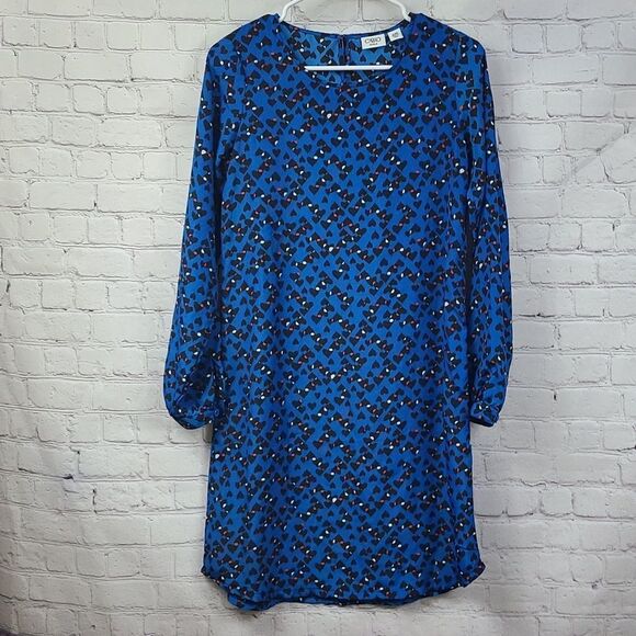 Cato Girls Royal Blue Ditsy Hearts Lightweight Long Sleeve Keyhole Dress XL 16 - Picture 3 of 8
